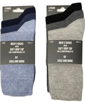 6 PAIRS MENS LOOSE SOFT GRIP TOP COMFORT FIT SOCKS BY SOXS AND MORE